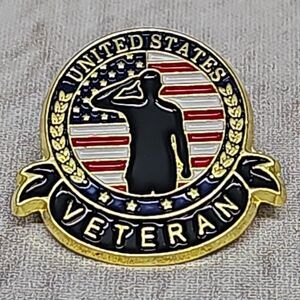 United States Veteran Military lapel Hat Pin With American Flag Back Ground